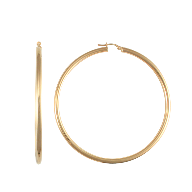 9ct Large Plain Hoop Earrings