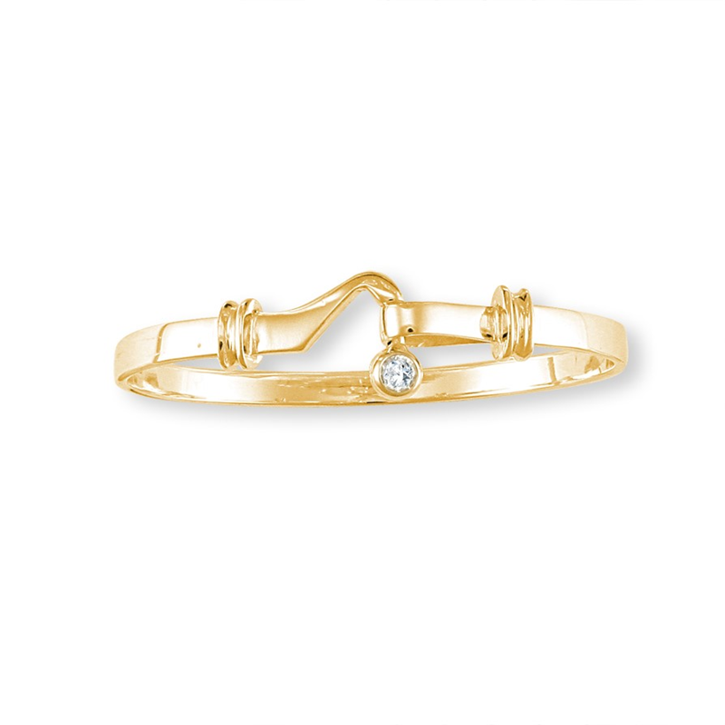 9ct Yellow Gold CZ Hook Kids Bangle