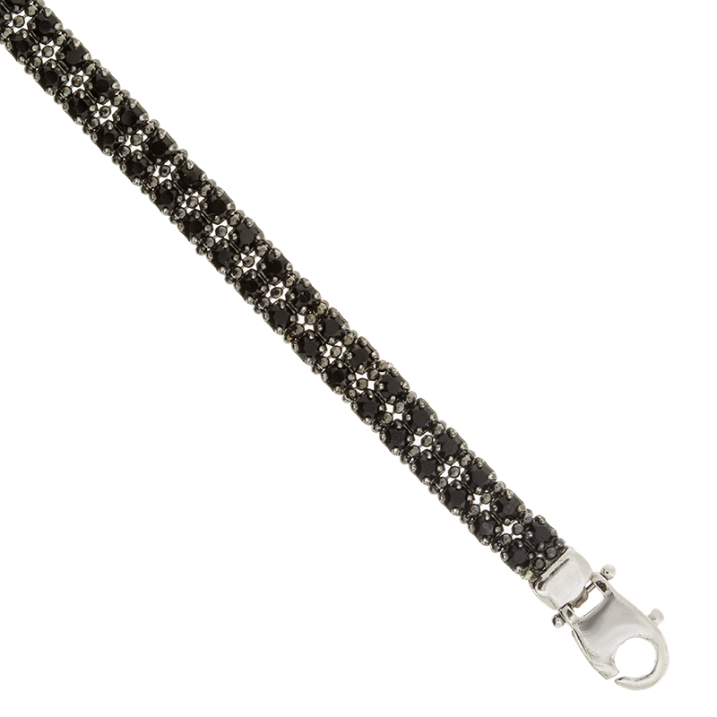 Black Cz Set Silver Bracelet