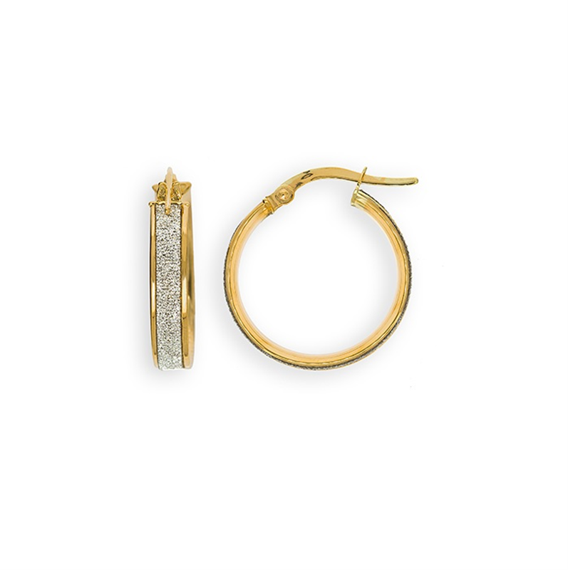 9ct YG Glitter 15mm Hoop Earrings