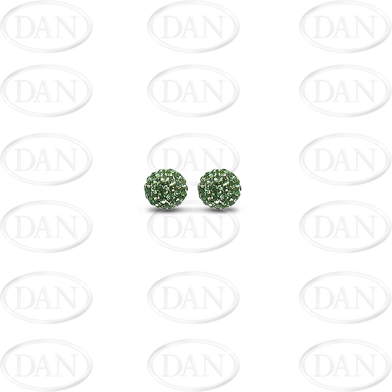 Sterling Silver 6mm Green Crystal Stud Earrings