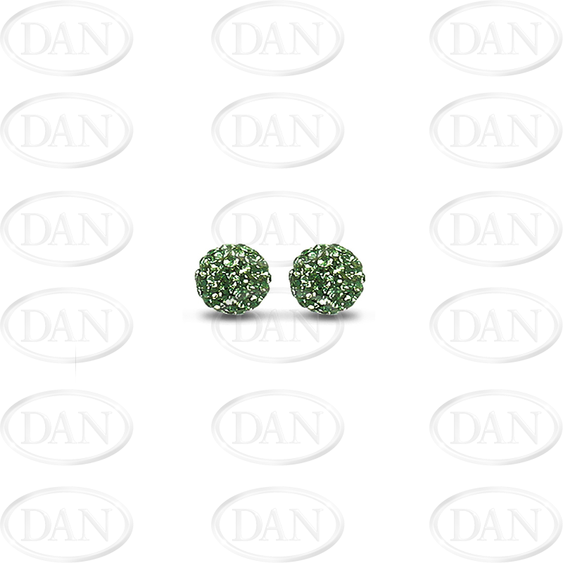 Sterling Silver 8mm Dark Green Crystal Stud Earrings