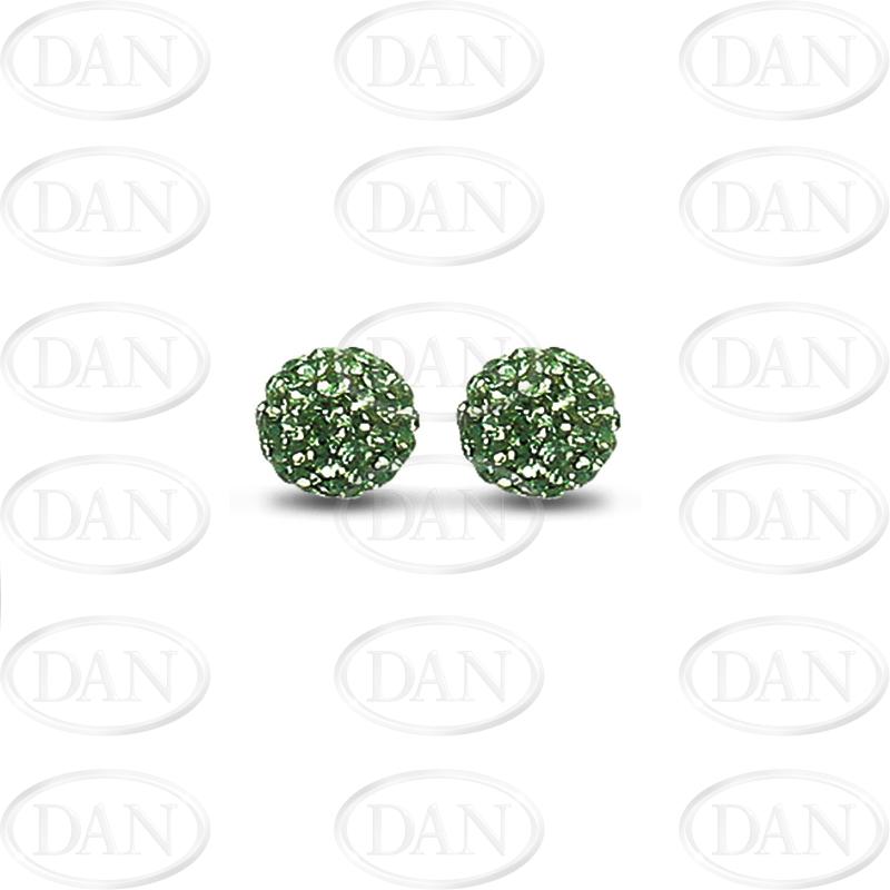 Sterling Silver 10mm Dark Green Crystal Stud Earrings