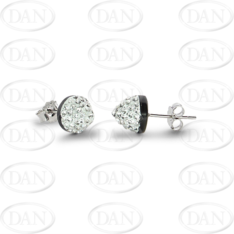 Sterling Silver Crystal Cone Stud Earrings