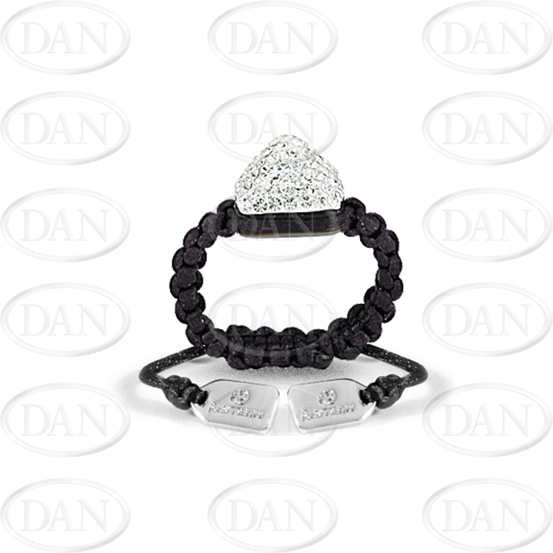 White Crystal Adjustable Square Ring