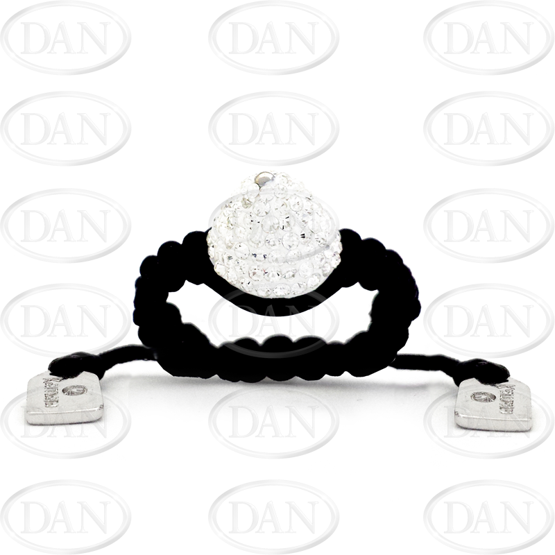 White Crystal Adjustable Domed Ring