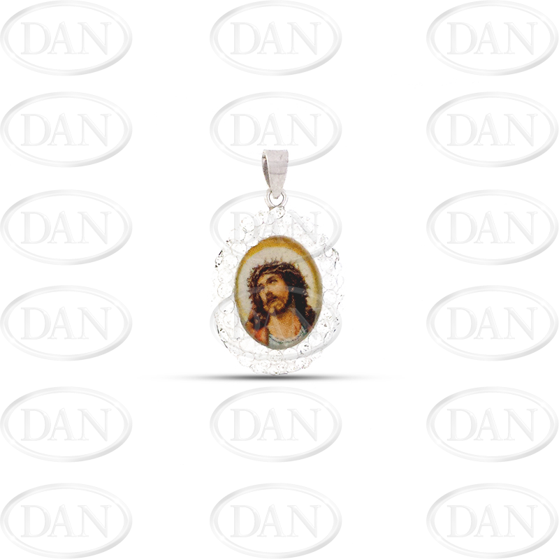 Silver Jesus Crystal Pendant