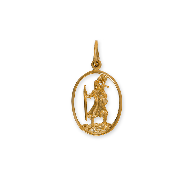9ct Yellow Gold St Christopher Oval Medallion