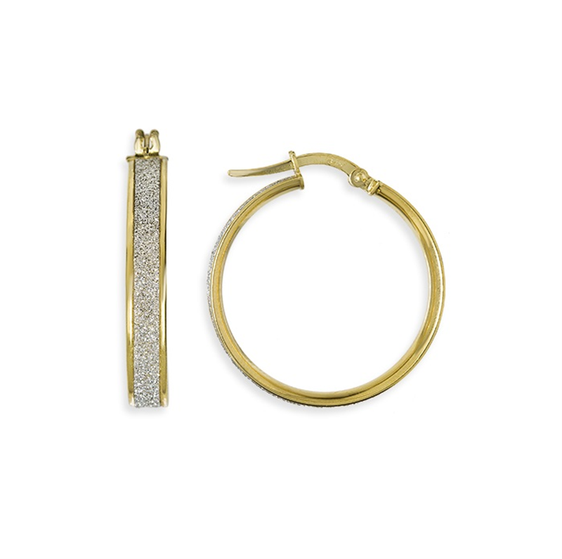9ct Yellow Gold Glitter 20mm Hoop Earrings