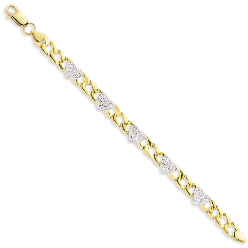 9ct YG Cz Heart Baby Bracelet