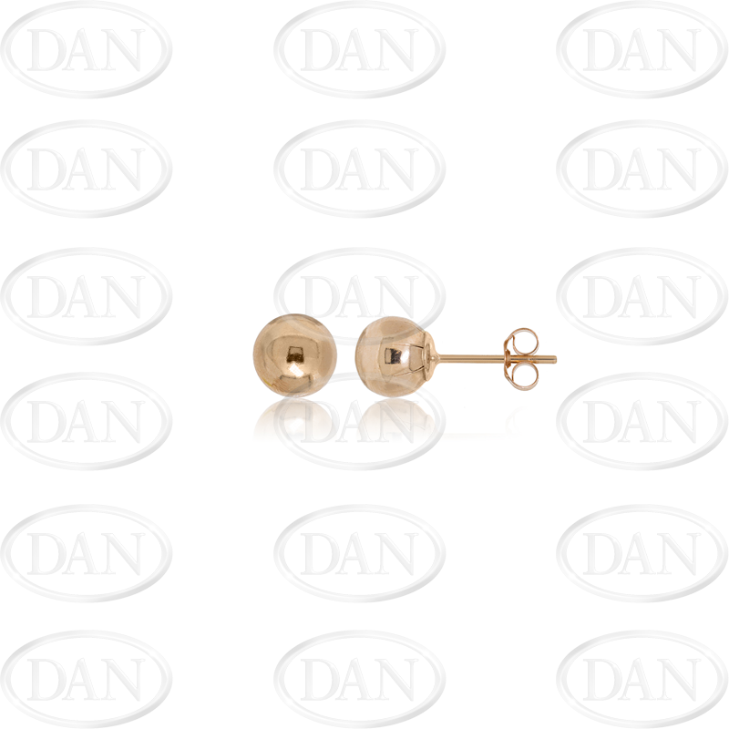 9ct Rose Gold 6mm Plain Ball Stud Earrings