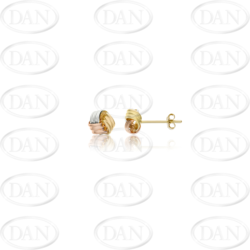9ct Tricolour Gold Knot Stud Earrings