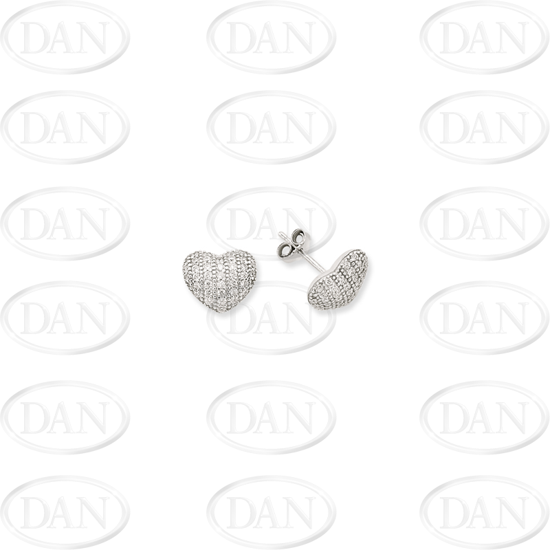9ct WG Cz Heart Stud Earrings