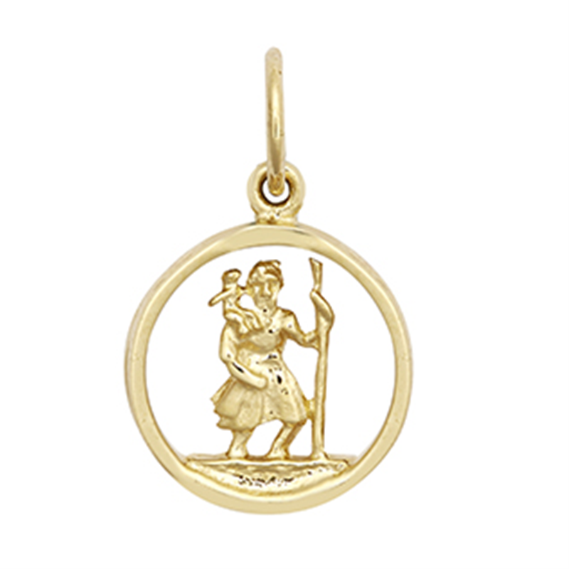 9ct YG St Christopher Medallion Pendant