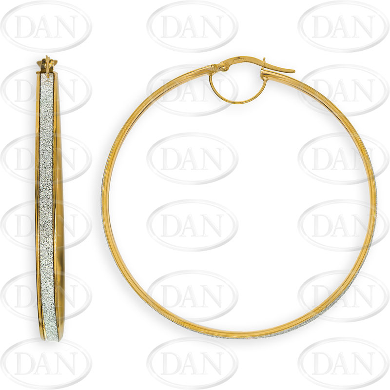 9ct Yellow Gold Glitter 50mm Hoop Earrings