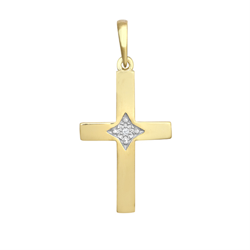 9ct YG Cz Cross Pendant