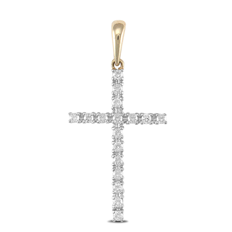 9ct YG Cz Cross Pendant