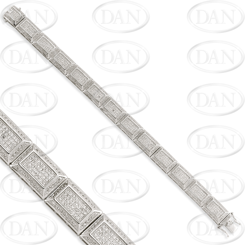 Sterling Silver CZ Micropave Gents Bracelet
