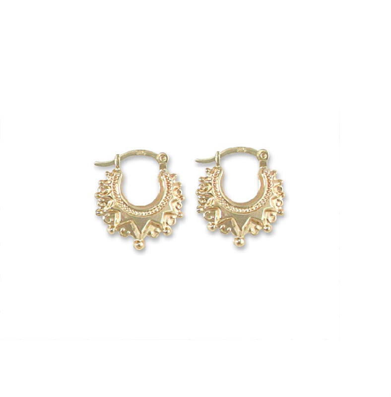 9ct YG Round Creole Spike Earrings