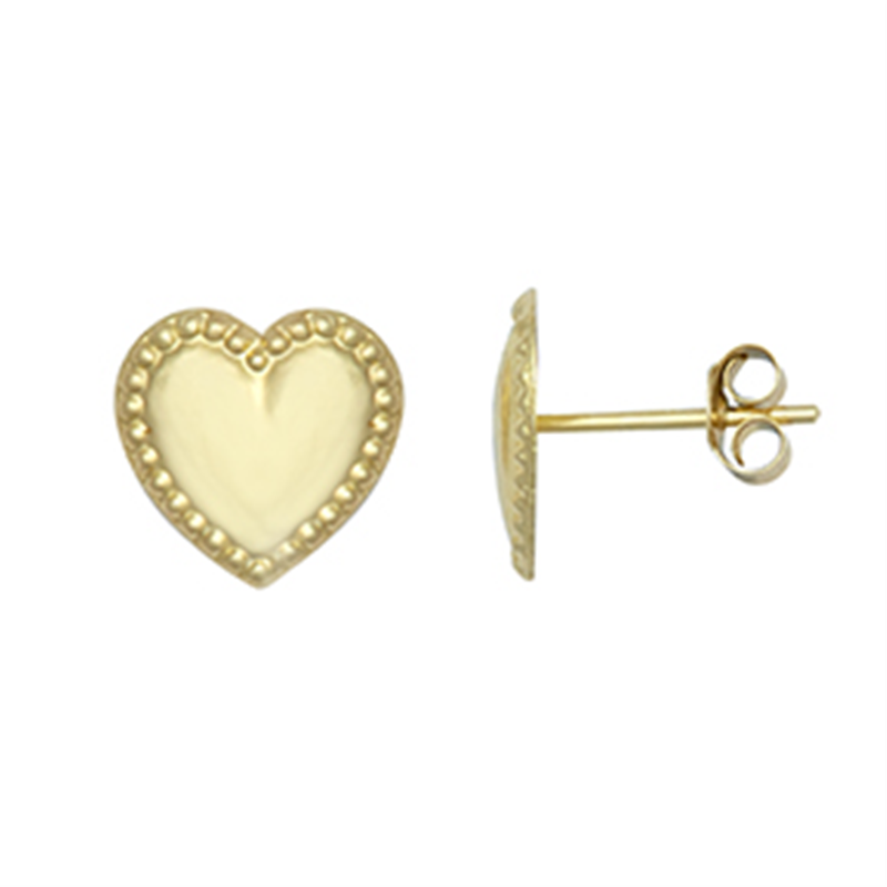 9ct YG Heart Studs Earrings