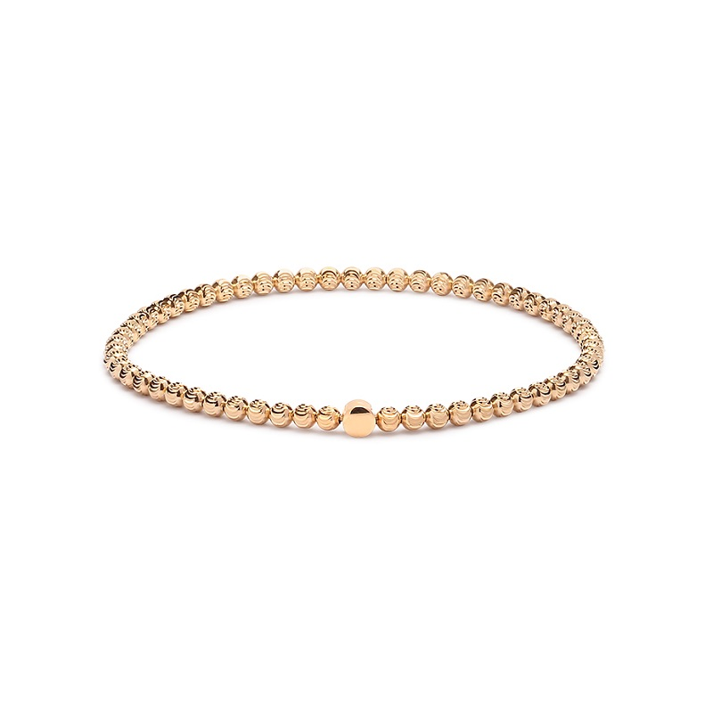 Gold Plated Faceted Ball Stretch Bracelet 3mm