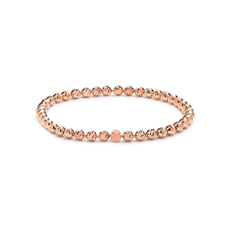 Rose Plated Sterling Silver Faceted Ball Stretch Bracelet 4mm