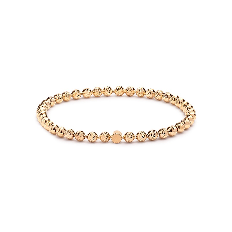 Gold Plated Sterling Silver Faceted Ball Stretch Bracelet 4mm