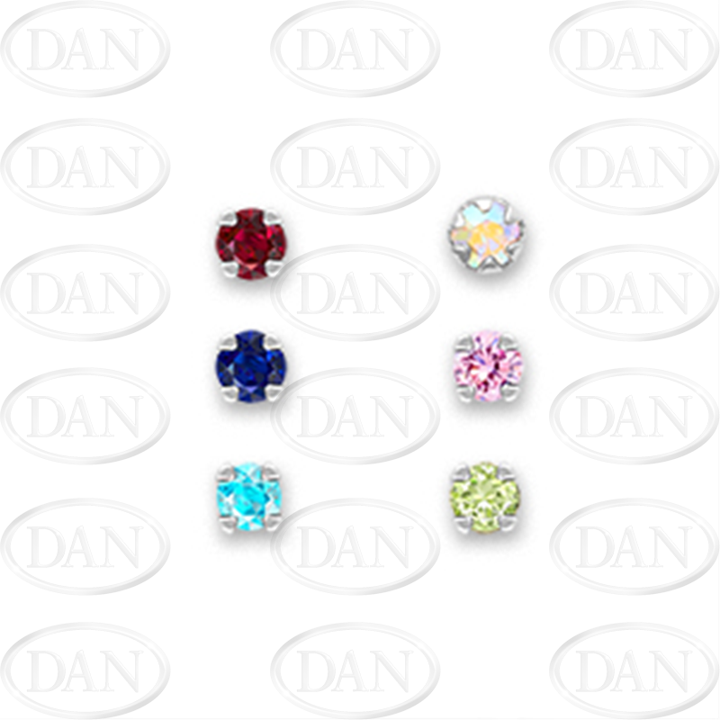 Sterling Silver Nose Studs Set (Assorted Colour CZ)