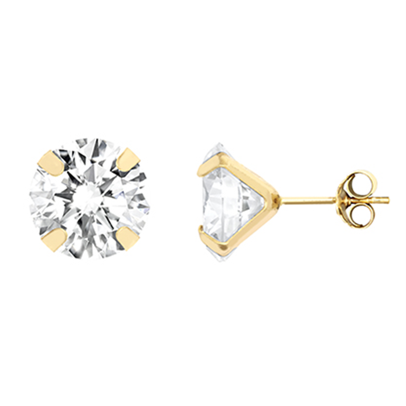 9ct YG 10mm Cz Stud Earrings