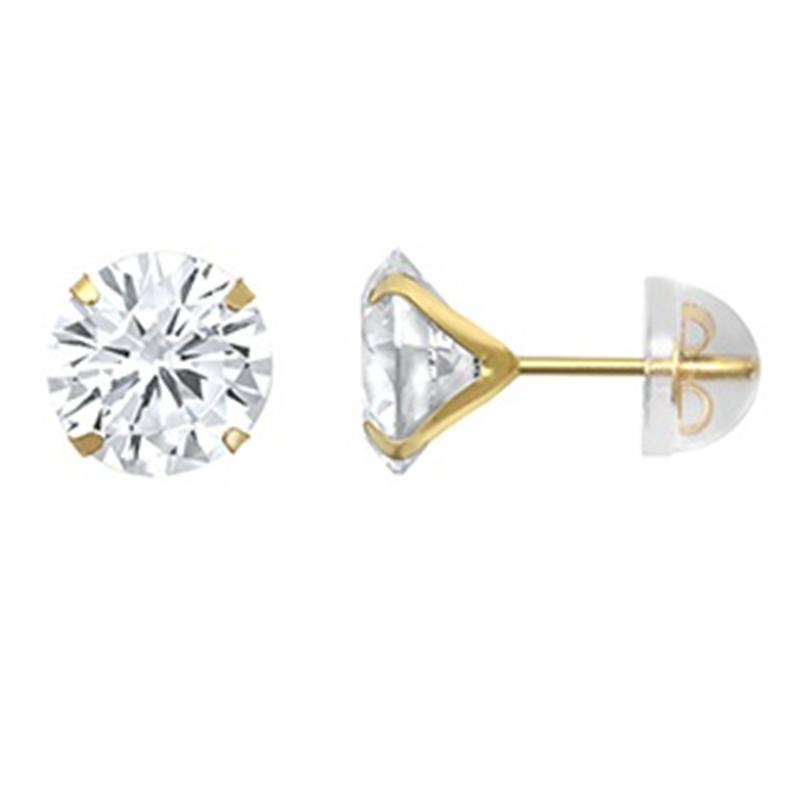 9ct YG 7mm CZ Stud Earrings