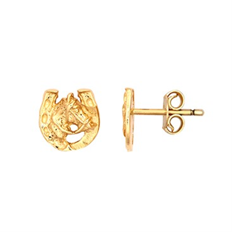 9ct YG Horseshoe Stud Earrings