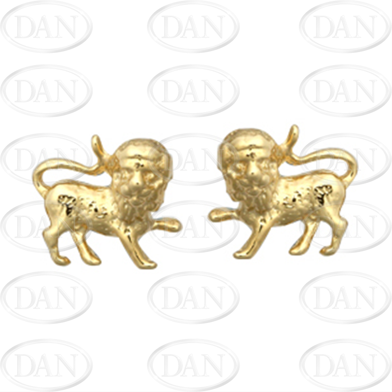 9ct Yellow Gold Lion Stud Earrings