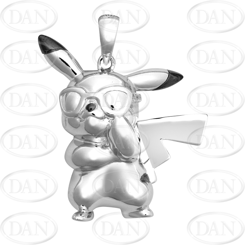 Sterling Silver Cool Creature Pendant with Black Rhodium