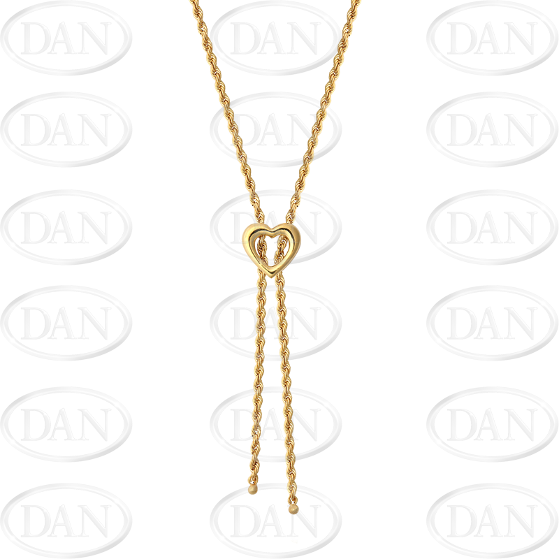 9ct YG Heart Rope Necklace