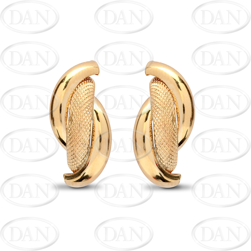 9ct Yellow Gold Twist Plain/Mesh Stud Earrings