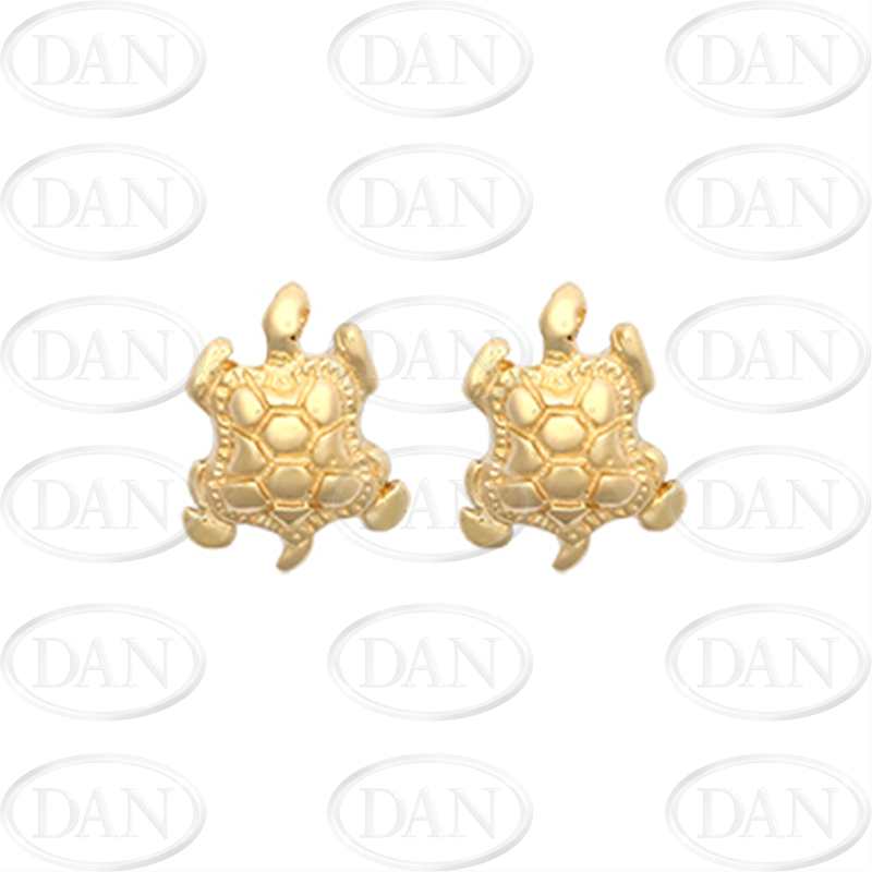 9ct Yellow Gold Kids Turtle Stud Earrings