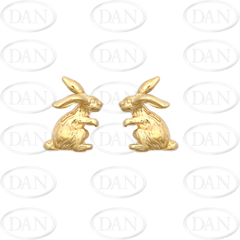 9ct Yellow Gold Kids Rabbit Stud Earrings