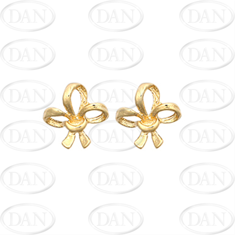 9ct Yellow Gold Kids Three Bow Ribbon Stud Earrings