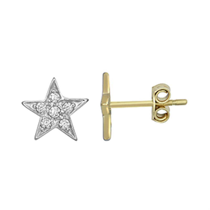 9ct YG CZ Kids Star Stud Earrings (Small)