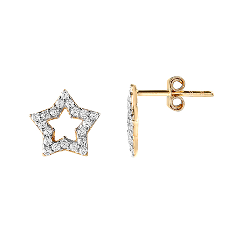 9ct YG Cz Kids Star Stud Earrings (Small)