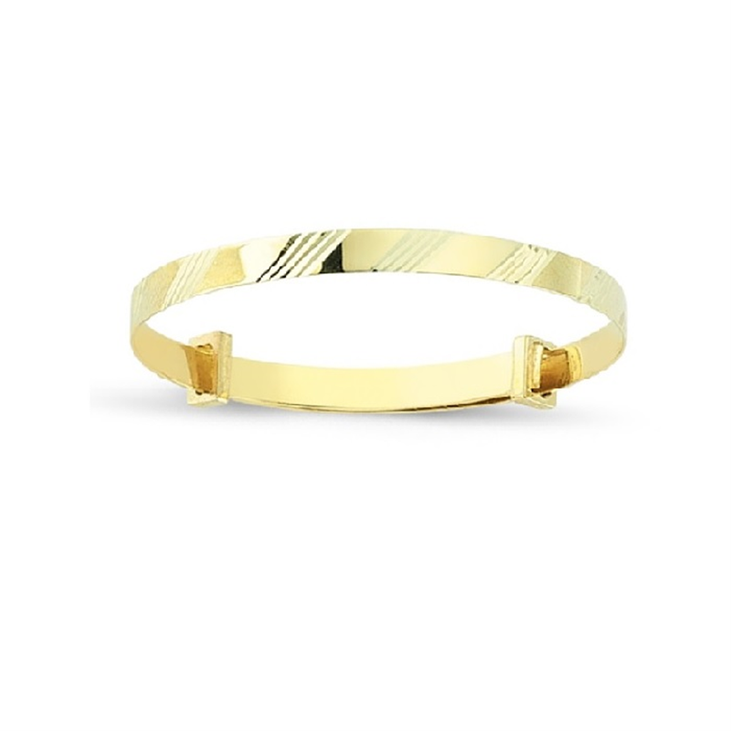 9ct Yellow Gold 4mm Diamond Cut Expandable Baby Bangle