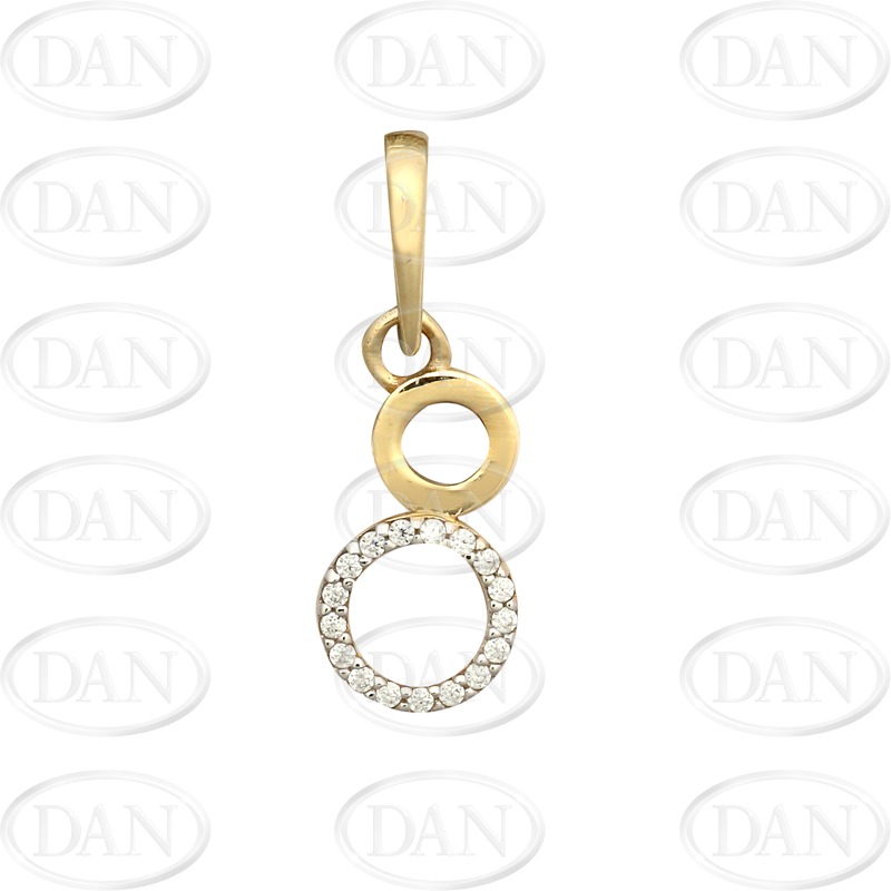 9ct Yellow Gold CZ Double Circle Pendant