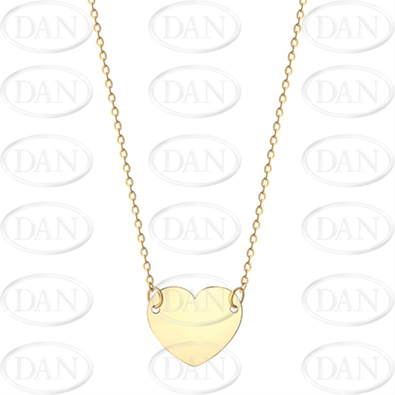 9ct YG Plain Heart Necklace
