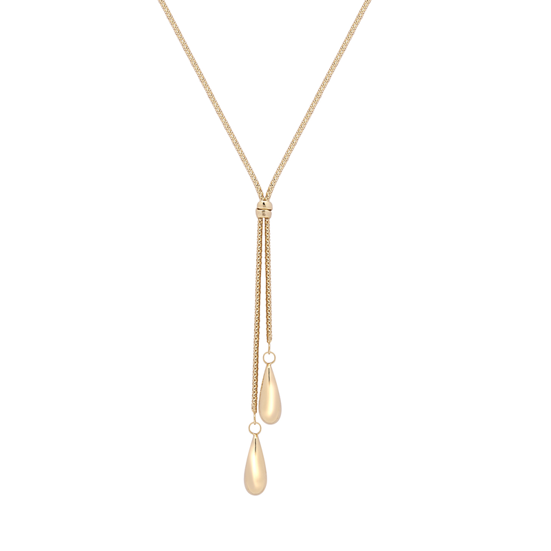 9ct YG Teardrop Fancy Necklace