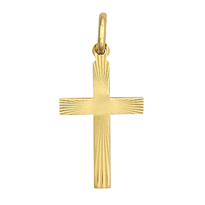 9ct YG Diamond Cut Cross Pendant