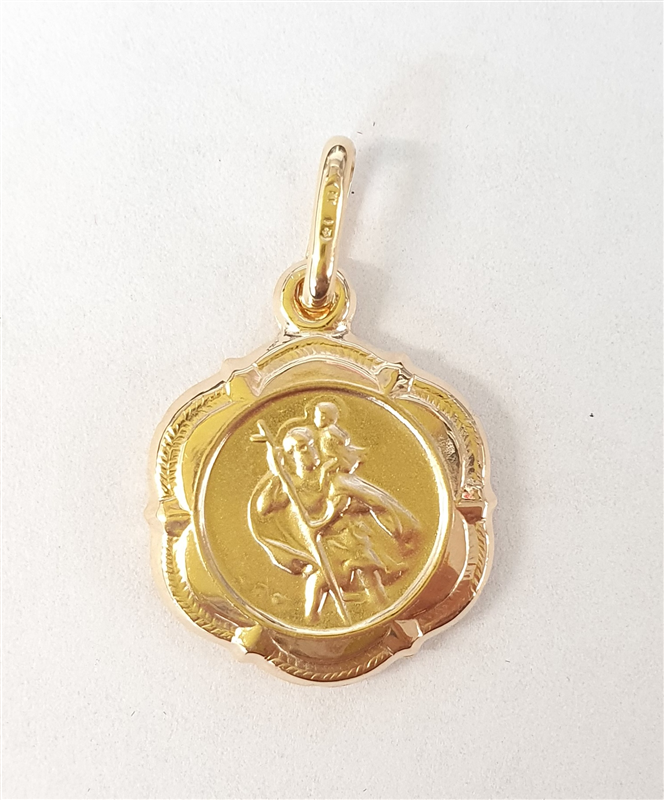 9ct Yellow Gold St. Christopher Medallion Pendant