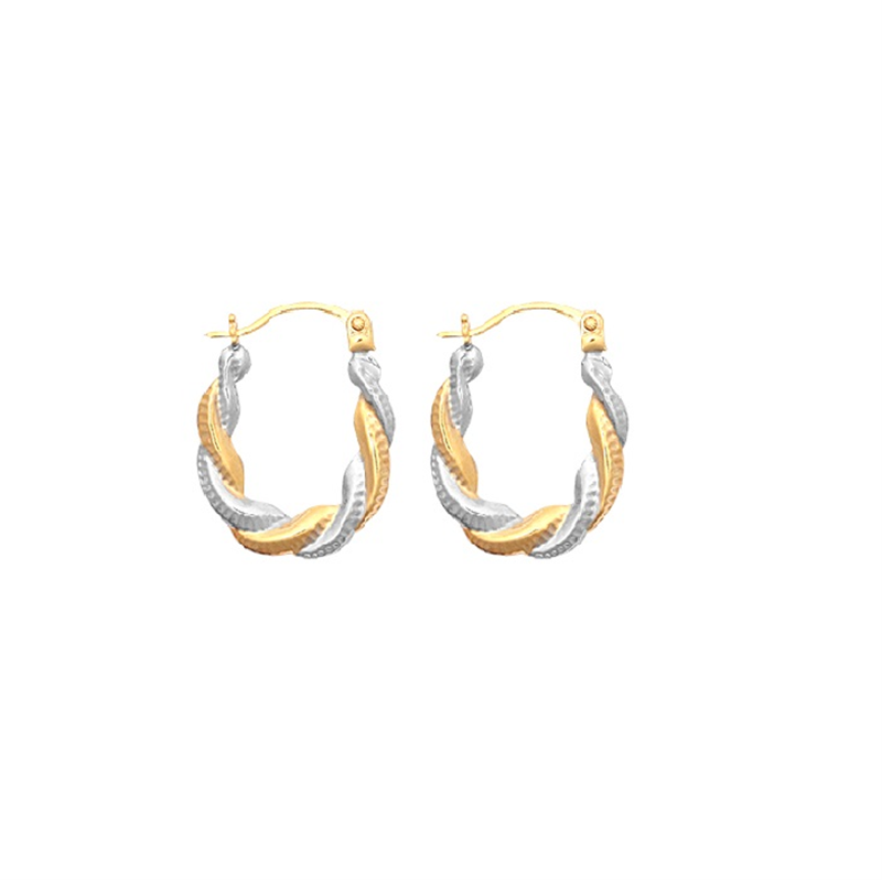 9ct Gold Two Tone Creole Earrings