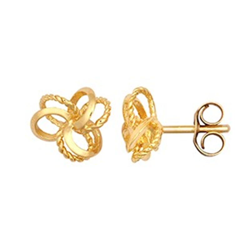 9ct YG Plain Fancy Knot Stud Earrings