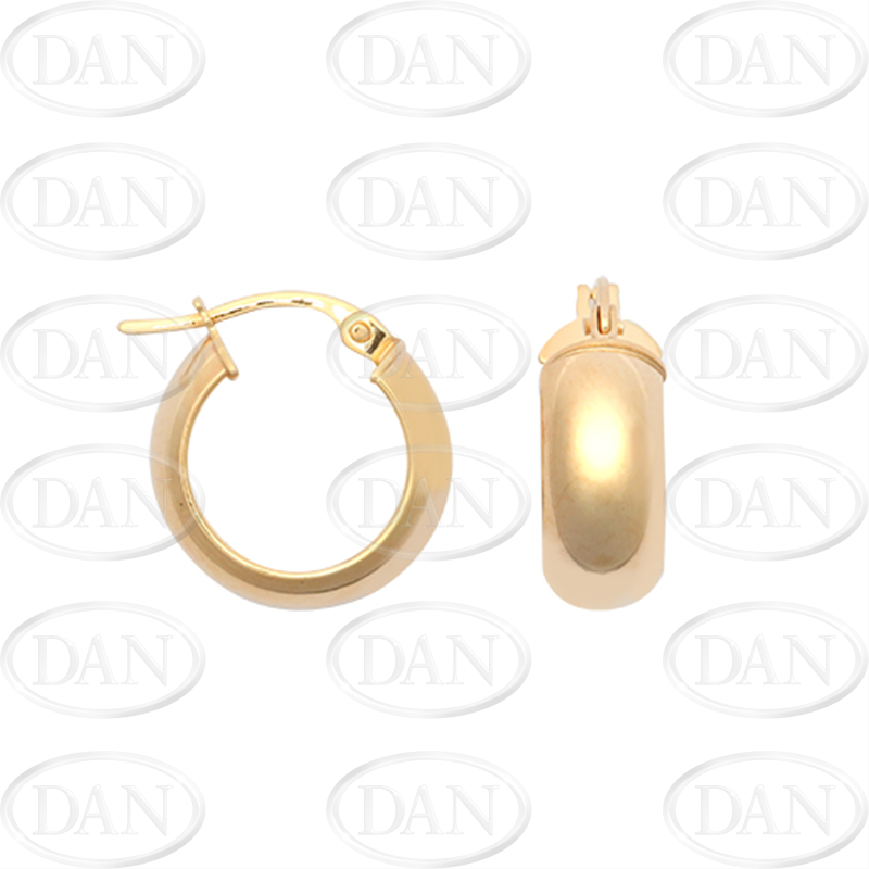 9ct YG Small Plain Round Hoop Earrings