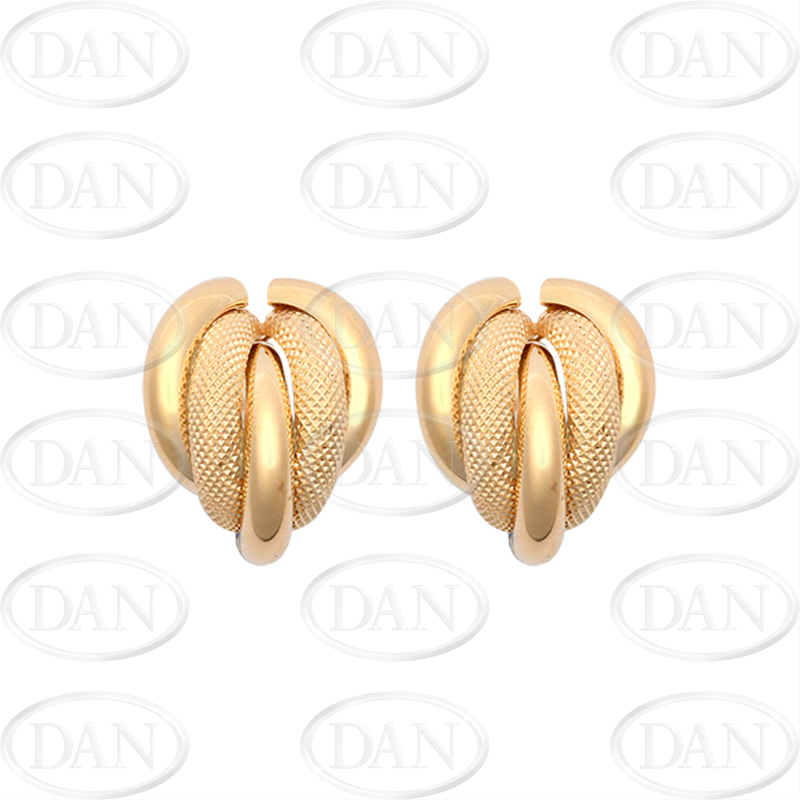 9ct Yellow Gold Twist Plain/Mesh Stud Earrings